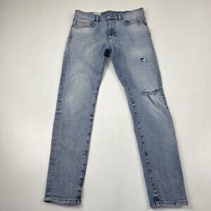 Diesel Jeans Mens W30 Light Wash Distressed Denim Slim Fit Italian Design Pants